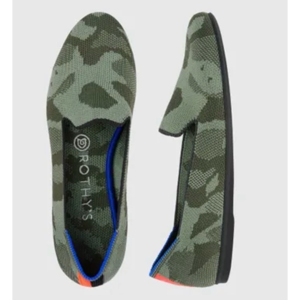 ROTHY'S Olive Camo Camouflage The Loafer Slip on Mules Flats Shoes Size 9​​ - Picture 11 of 12